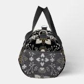 Ornate black and white floral pattern  ダッフルバッグ (右)