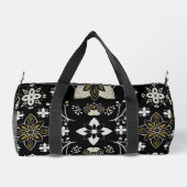 Ornate black and white floral pattern  ダッフルバッグ (裏面)