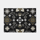 Ornate black and white floral pattern  ドアマット (正面)