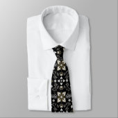 Ornate black and white floral pattern  ネクタイ (タイ)