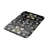 Ornate black and white floral pattern  バスマット (アングル)