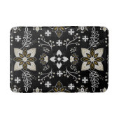 Ornate black and white floral pattern  バスマット (正面)