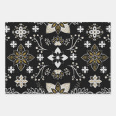 Ornate black and white floral pattern  ラッピングペーパーシート (正面)