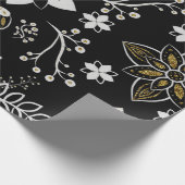 Ornate black and white floral pattern  ラッピングペーパー (角)