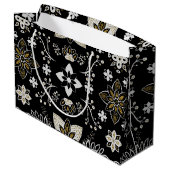 Ornate black and white floral pattern  ラージペーパーバッグ (裏面アングル)