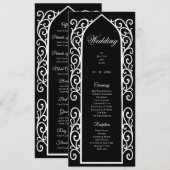 Ornate black and white Gothic Wedding Program メニュー (正面/裏面)