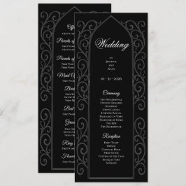 Ornate black and white Gothic Wedding Program メニュー