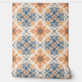 Ornate Blue and Terracotta Tile Pattern 壁紙