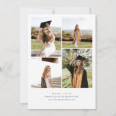 Ornate Blue Floral Grace 4 Photo Graduation Party 招待状 (裏面)