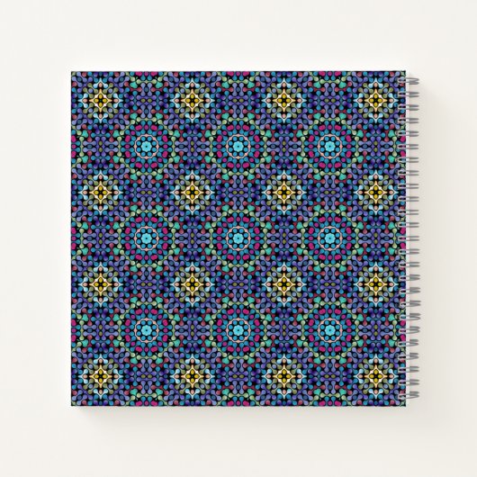 Ornate Blue Geometric Mosaic Pattern Personalised ノートブック (裏面)