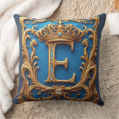 Ornate Blue Letter E クッション (ブランケット)