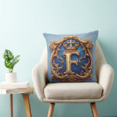 Ornate Blue Letter F クッション (椅子)