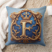 Ornate Blue Letter F クッション (ブランケット)