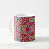 Ornate Bohemian Mandala Tile Pattern コーヒーマグカップ (正面左)