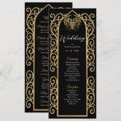 Ornate Border black and gol Gothic Wedding Program メニュー (正面/裏面)