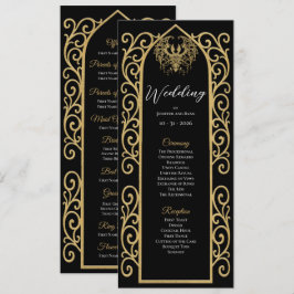 Ornate Border black and gol Gothic Wedding Program メニュー