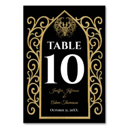 Ornate border black and gold Gothic Wedding テーブルナンバー