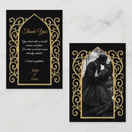 Ornate border black and gold Gothic wedding ノートカード
