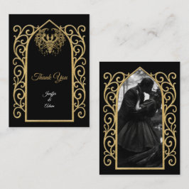 Ornate border black and gold Gothic wedding ノートカード