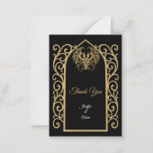 Ornate border black and gold Gothic wedding ノートカード (正面)
