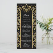 Ornate border black and gold Gothic Wedding Menu メニュー (スタンド正面)