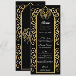Ornate border black and gold Gothic Wedding Menu メニュー