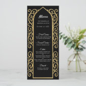Ornate border black and gold Gothic Wedding Menu メニュー (スタンド正面)