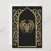 Ornate border black and gold wedding save the date 案内状 (裏面)