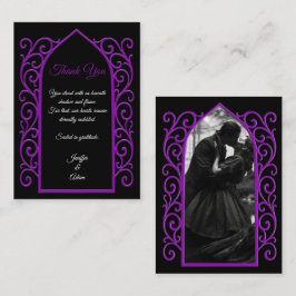 Ornate border black and purple Gothic wedding ノートカード