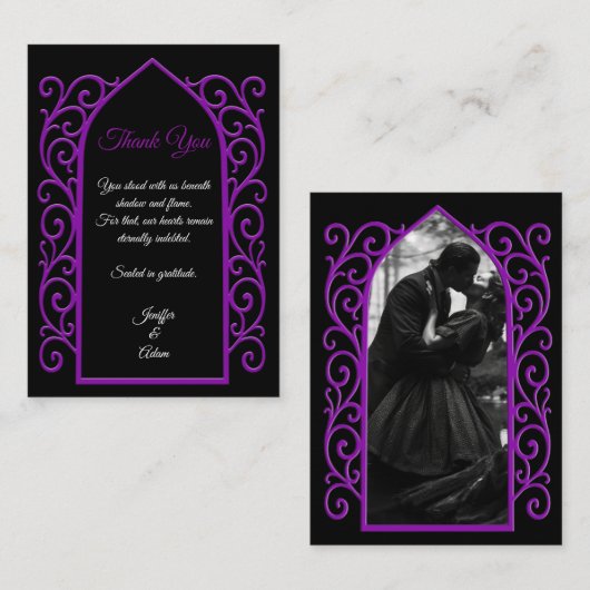 Ornate border black and purple Gothic wedding ノートカード (正面/裏面)