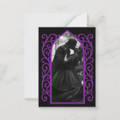 Ornate border black and purple Gothic wedding ノートカード (裏面)