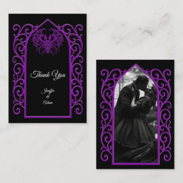 Ornate border black and purple Gothic wedding ノートカード