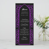 Ornate border black and purple Gothic Wedding Menu メニュー (スタンド正面)