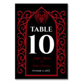 Ornate border black and red Gothic Wedding テーブルナンバー (裏面)