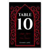 Ornate border black and red Gothic Wedding テーブルナンバー (裏面)