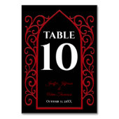 Ornate border black and red Gothic Wedding テーブルナンバー (裏面)