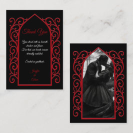 Ornate border black and red Gothic wedding ノートカード