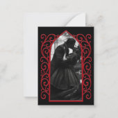Ornate border black and red Gothic wedding ノートカード (裏面)