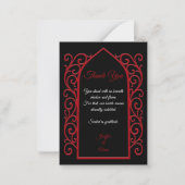 Ornate border black and red Gothic wedding ノートカード (正面)