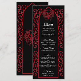 Ornate border black and red Gothic Wedding Menu メニュー