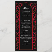 Ornate border black and red Gothic Wedding Menu メニュー (正面)