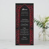 Ornate border black and red Gothic Wedding Menu メニュー (スタンド正面)