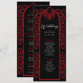 Ornate Border black and red Gothic Wedding Program メニュー (正面/裏面)