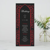 Ornate Border black and red Gothic Wedding Program メニュー (スタンド正面)