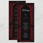 Ornate Border black and red Gothic Wedding Program メニュー (正面/裏面)