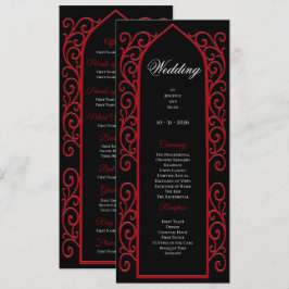 Ornate Border black and red Gothic Wedding Program メニュー