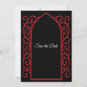 Ornate border black and red wedding save the date 案内状 (裏面)