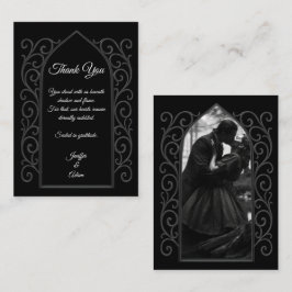 Ornate border black and white Gothic wedding ノートカード