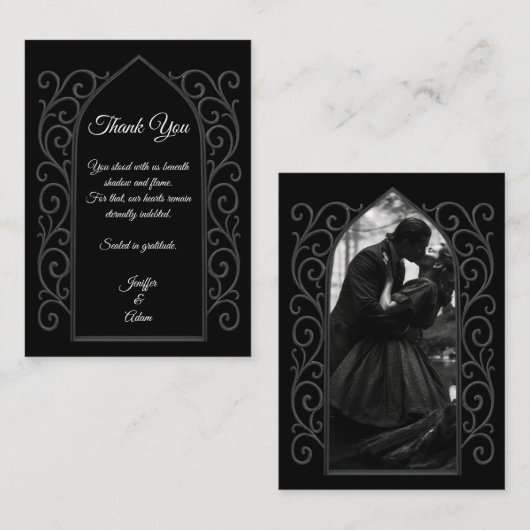 Ornate border black and white Gothic wedding ノートカード (正面/裏面)