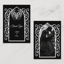 Ornate border black and white Gothic wedding ノートカード